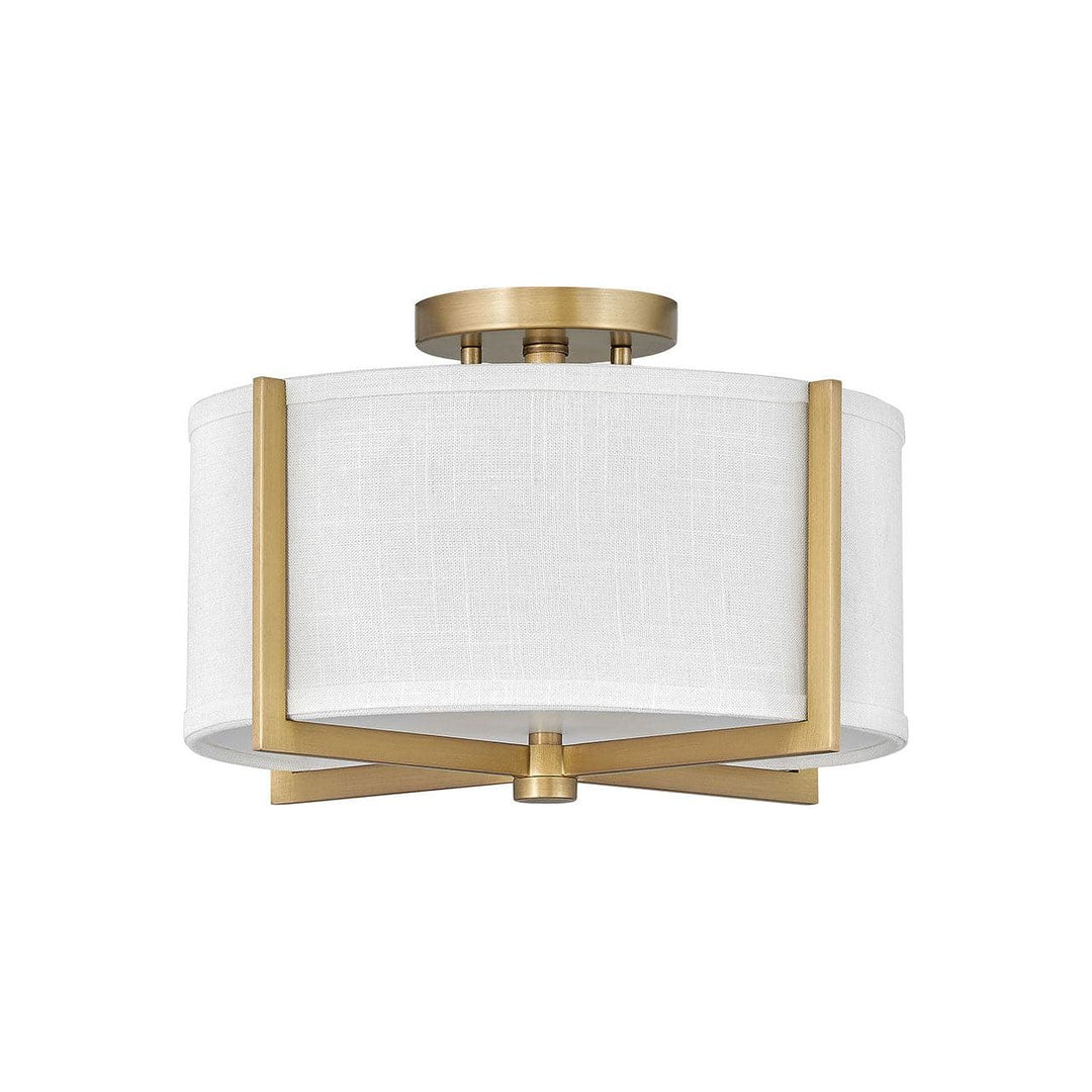 Foyer Axis - Small Semi-Flush Mount-Hinkley Lighting-HINKLEY-41706HB-Flush MountsOff White Linen-2-France and Son