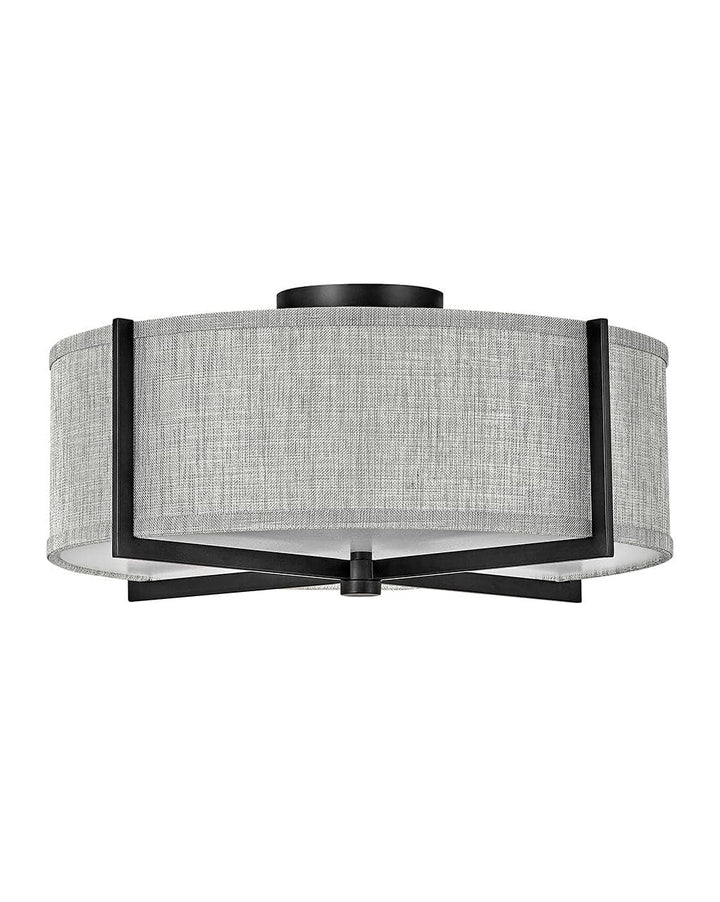 Foyer Axis - Medium Semi - Flush Mount-Hinkley Lighting-HINKLEY-41707BK-Flush MountsHeathered Gray Linen-3-France and Son