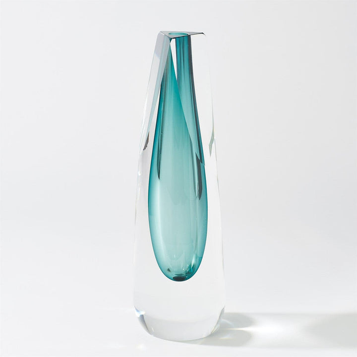 Triangle Cut Glass Vase-Global Views-GVSA-6.60493-VasesAzure-3-France and Son