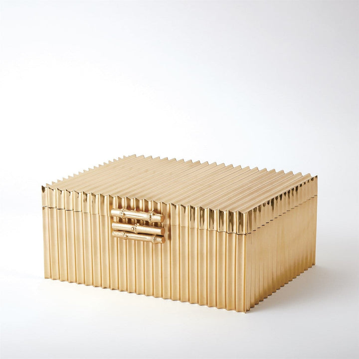 Corrugated Bamboo Box-Global Views-GVSA-9.92034-Baskets & BoxesLarge-Brass-3-France and Son