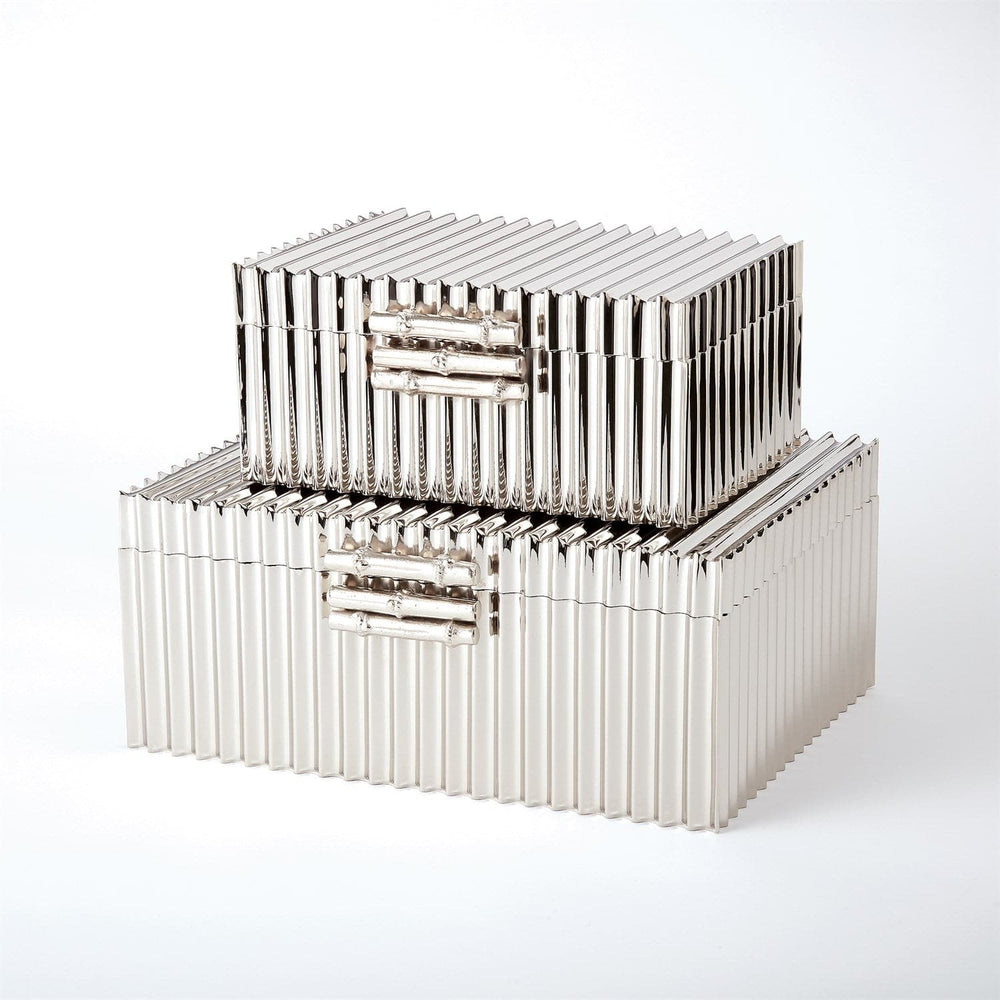 Corrugated Bamboo Box-Global Views-GVSA-9.92036-Baskets & BoxesLarge-Nickel-2-France and Son