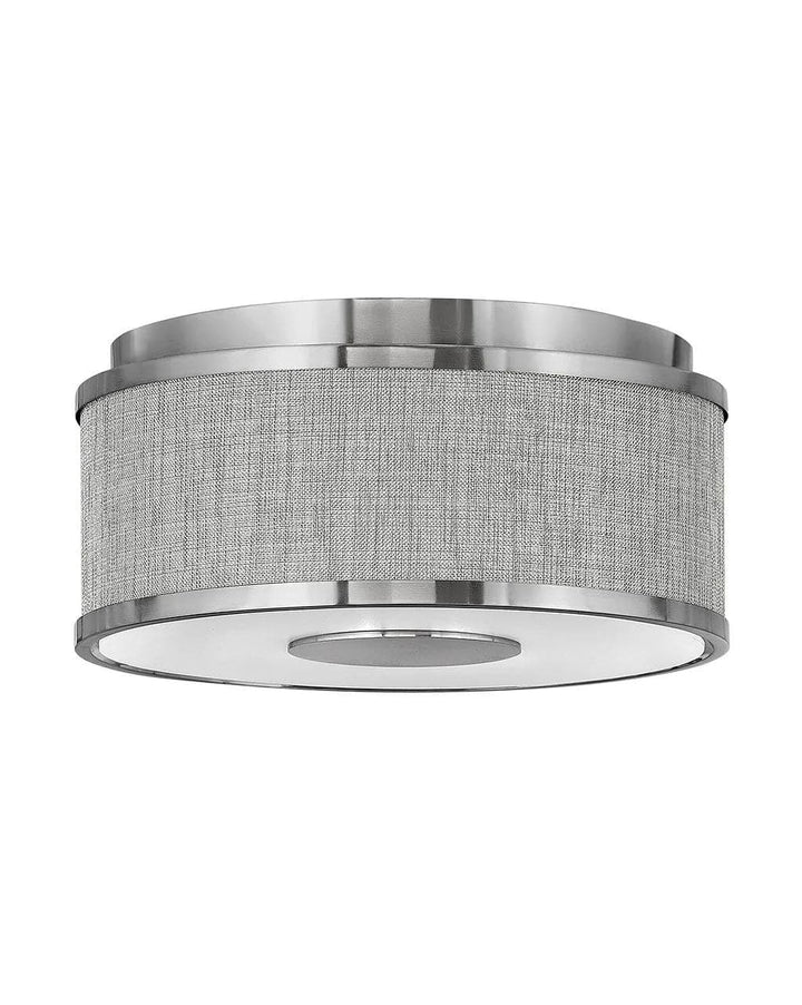 Foyer Halo Heathered Gray - Small Flush Mount-Hinkley Lighting-HINKLEY-42005BN-Flush MountsBrushed Nickel/Heathered Gray Linen-2-France and Son