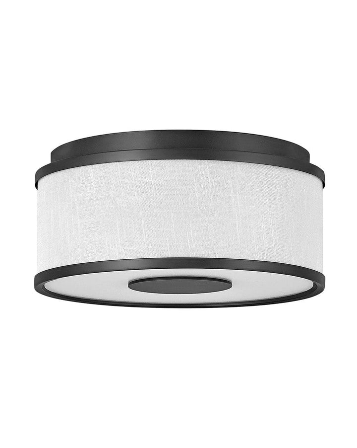 Foyer Halo Heathered Gray - Small Flush Mount-Hinkley Lighting-HINKLEY-42006BK-Flush MountsBlack/Off White Linen-3-France and Son