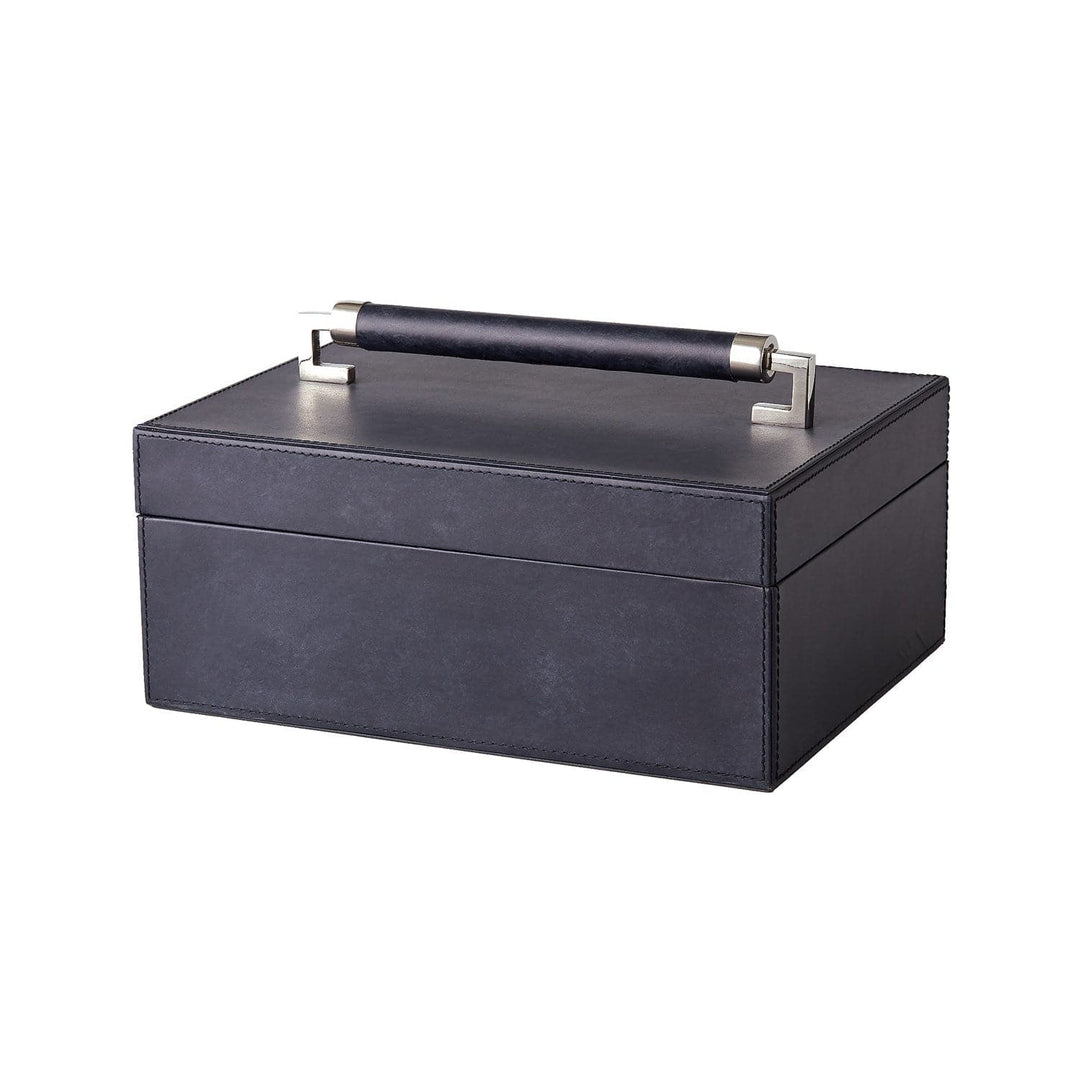 Wrapped Leather Handle Box-Global Views-GVSA-9.92827-Baskets & BoxesBlue Wash-5-France and Son