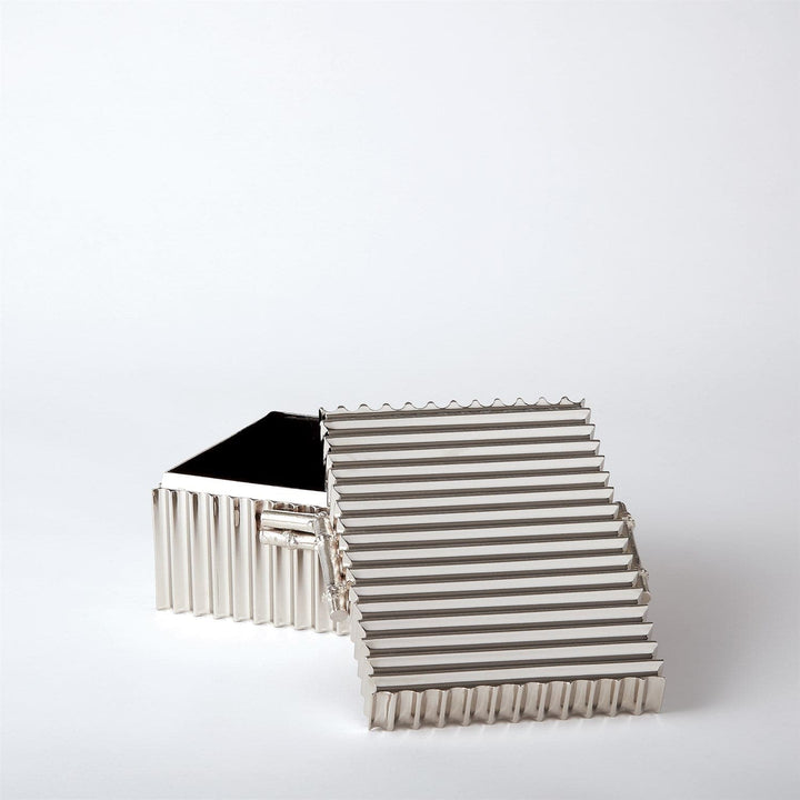 Corrugated Bamboo Box-Global Views-GVSA-9.92036-Baskets & BoxesLarge-Nickel-4-France and Son