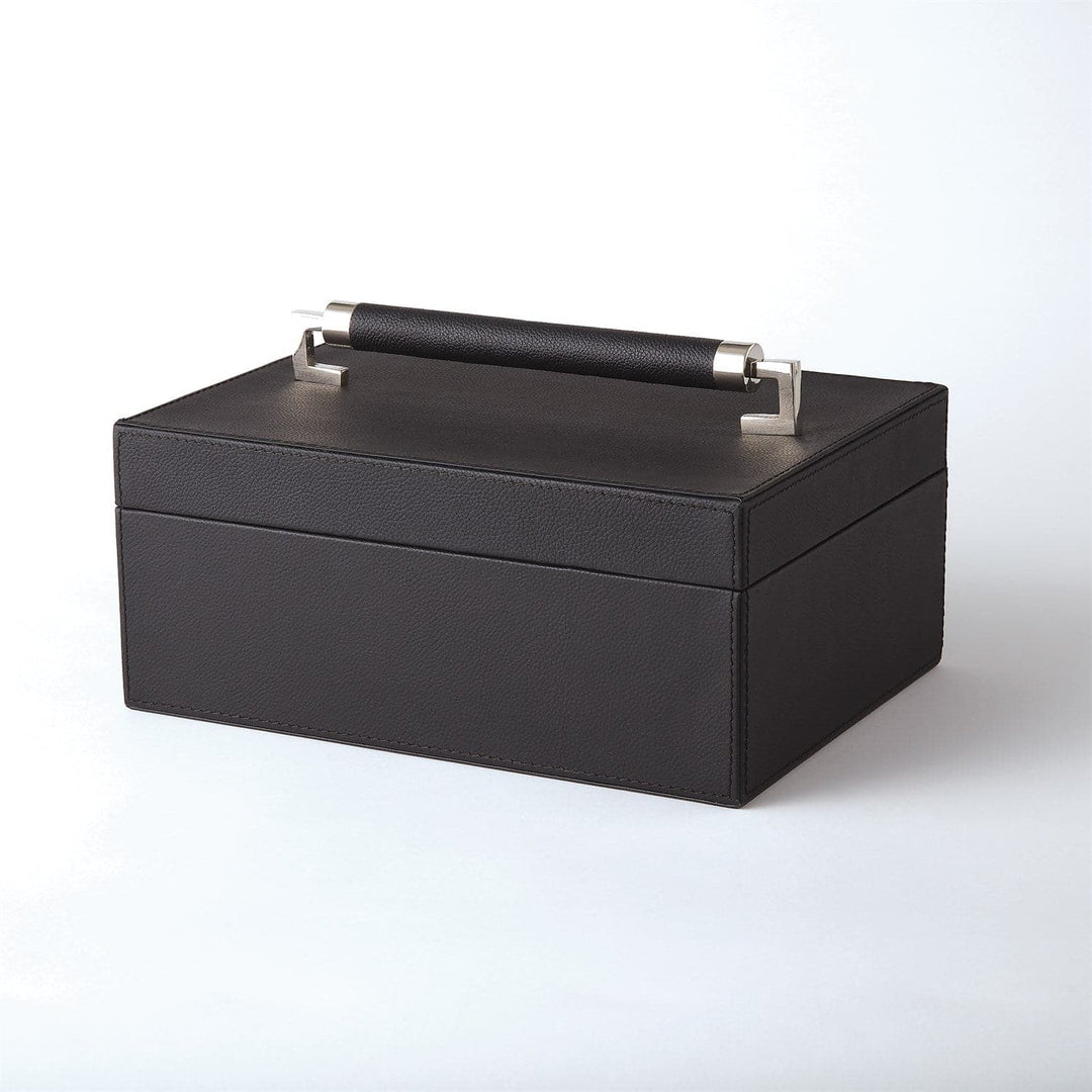 Wrapped Leather Handle Box-Global Views-GVSA-9.92610-Baskets & BoxesBlack-7-France and Son