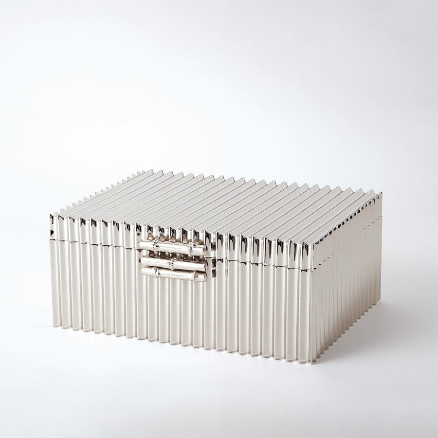 Corrugated Bamboo Box-Global Views-GVSA-9.92036-Baskets & BoxesLarge-Nickel-1-France and Son