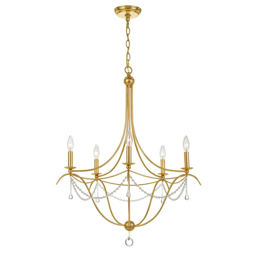 Metro 5 Light Crystal Beads Chandelier-Crystorama Lighting Company-CRYSTO-425-GA-Chandeliers-1-France and Son