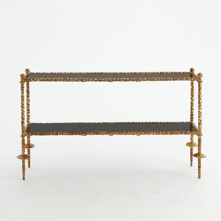 Gold Chiseled Console - Black Granite-Global Views-GVSA-8.80760-Console Tables-3-France and Son