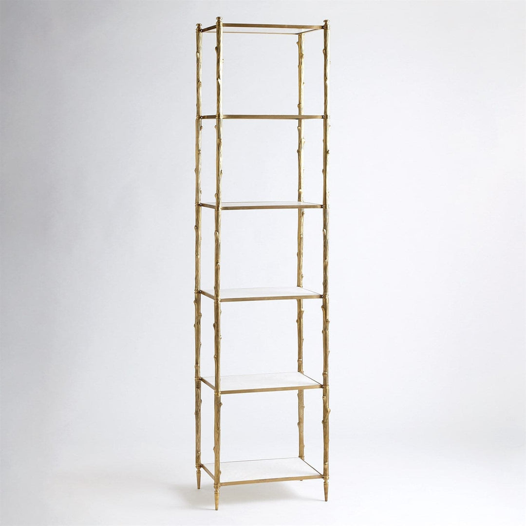 Arbor Etagere-Global Views-GVSA-8.82035-Bookcases & CabinetsBrass/White Marble-3-France and Son