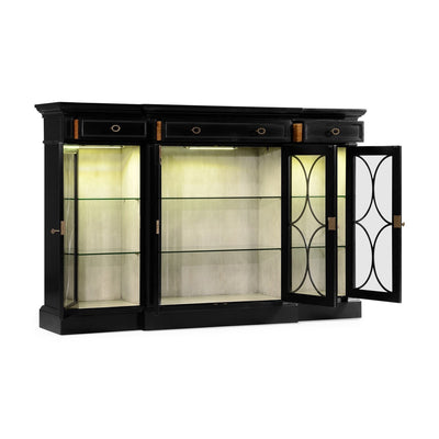 Four Door Breakfront Black Display Cabinet-Jonathan Charles-JCHARLES-495144-BLA-Bookcases & Cabinets-3-France and Son