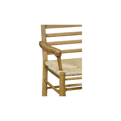 Ladder Back Country Arm Chair with a Rush Seat-Jonathan Charles-JCHARLES-494218-AC-TDO-Dining ChairsDark Oak-4-France and Son