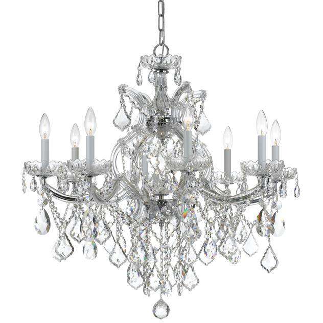 Maria Theresa 9 Light Clear Crystal Chrome Chandelier-Crystorama Lighting Company-CRYSTO-4409-CH-CL-MWP-ChandeliersSilver-Clear Crystal-1-France and Son