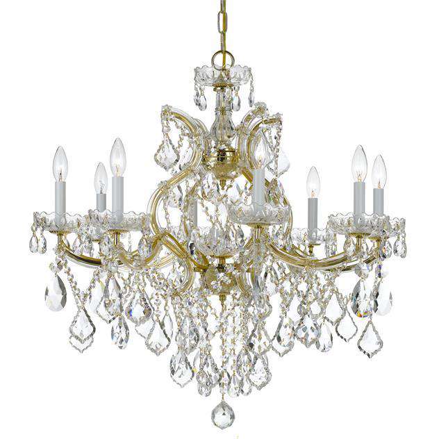 Maria Theresa 9 Light Clear Crystal Chrome Chandelier-Crystorama Lighting Company-CRYSTO-4409-CH-CL-MWP-ChandeliersSilver-Clear Crystal-5-France and Son
