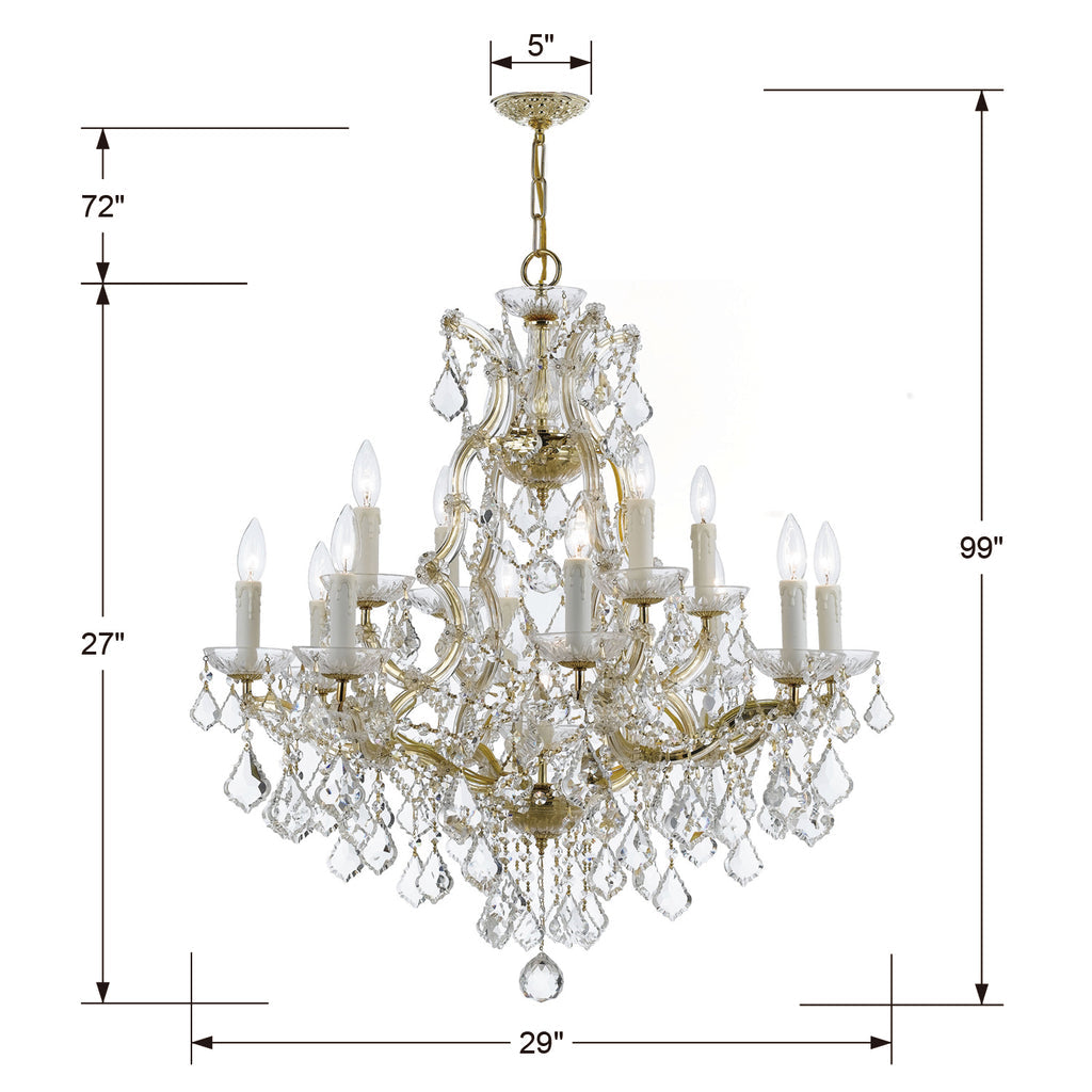 Maria Theresa 13 Light Crystal Chandelier-Crystorama Lighting Company-CRYSTO-4412-GD-CL-MWP-Chandeliers-3-France and Son