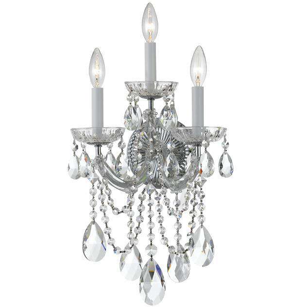 Maria Theresa 3 Light Sconce I-Crystorama Lighting Company-CRYSTO-4423-CH-CL-MWP-Wall LightingSilver-Clear Crystal-1-France and Son