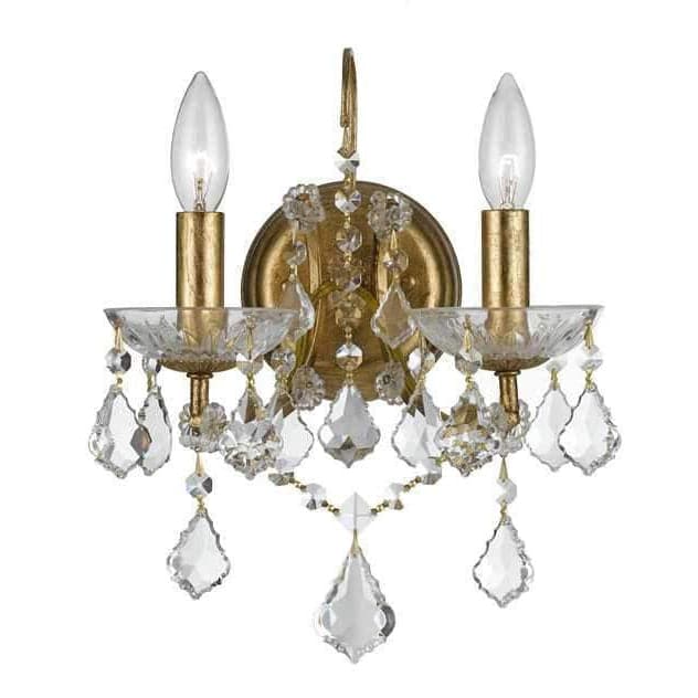 Filmore 2 Light Clear Crystal Sconce Antique Gold-Crystorama Lighting Company-CRYSTO-4452-GA-CL-MWP-Wall Lighting-1-France and Son