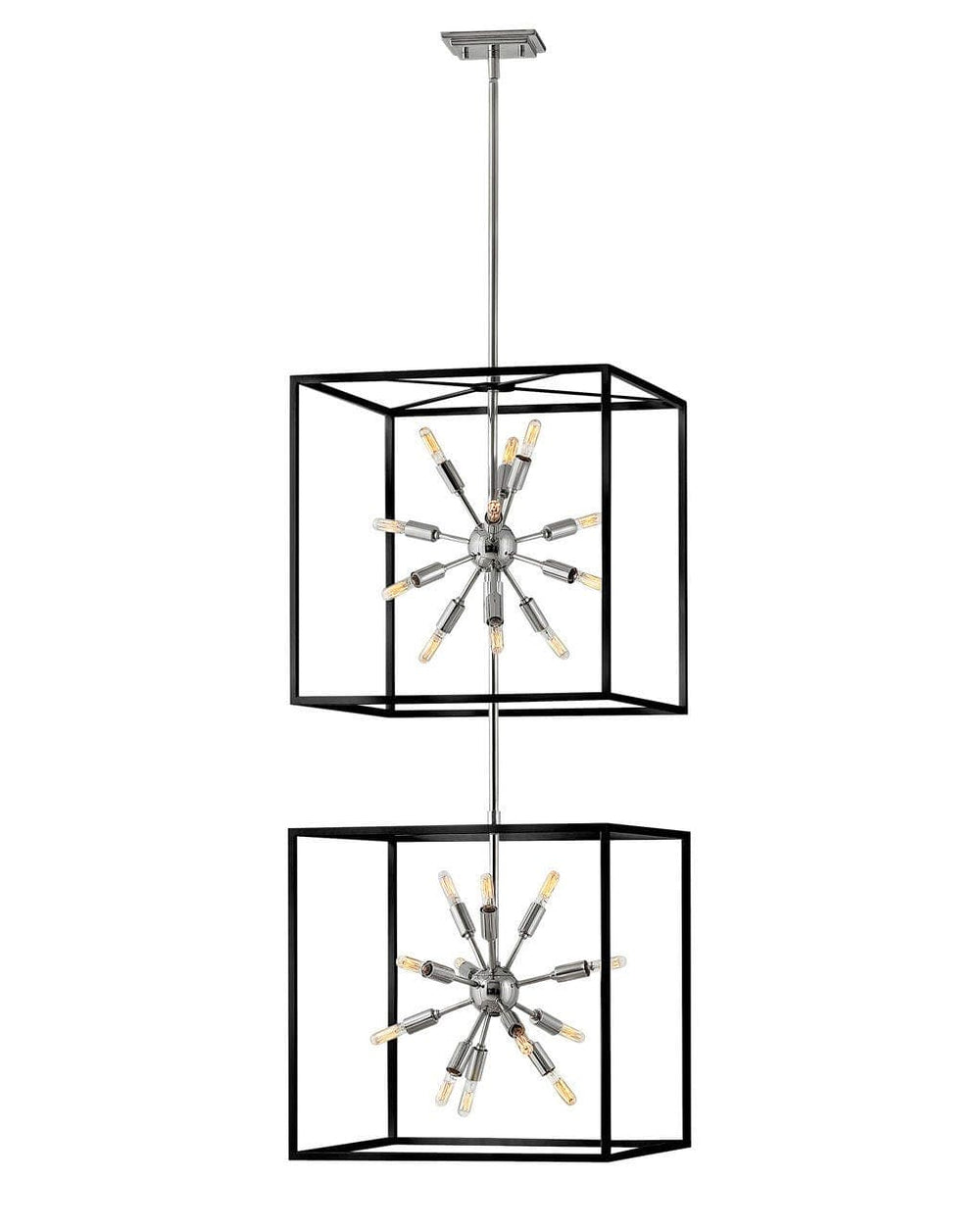 Aros Large Open Frame Two Tier-Hinkley Lighting-HINKLEY-46316BLK-PN-ChandeliersBlack with Polished Nickel accents-2-France and Son