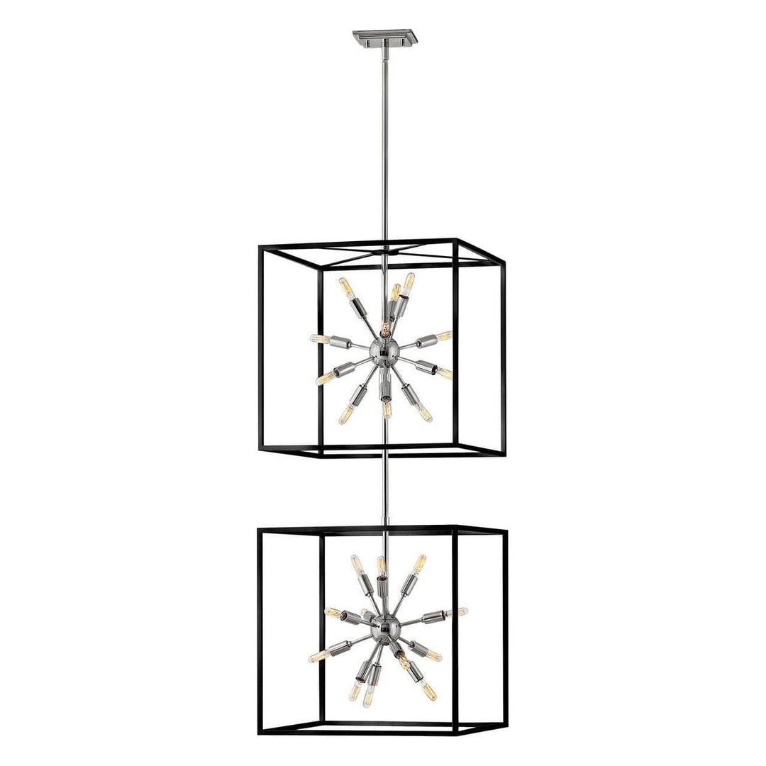 Aros Large Open Frame Two Tier-Hinkley Lighting-HINKLEY-46316BLK-PN-ChandeliersBlack with Polished Nickel accents-2-France and Son