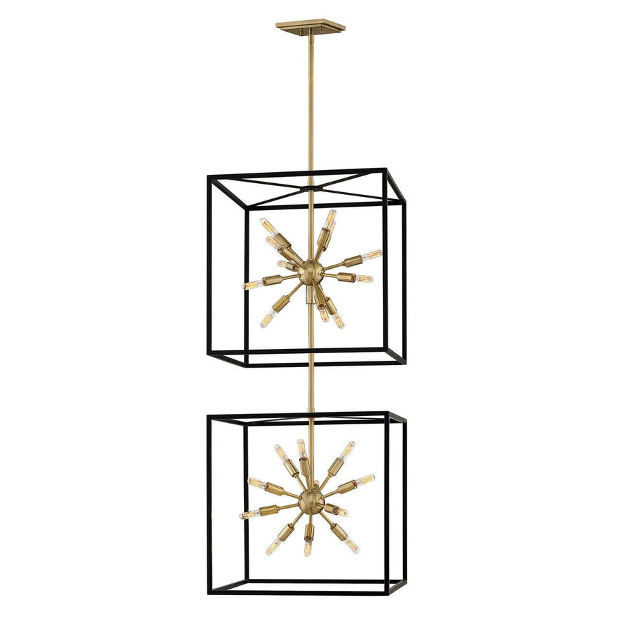 Aros Large Open Frame Two Tier-Hinkley Lighting-HINKLEY-46316BLK-ChandeliersBlack with Warm Brass accents-1-France and Son