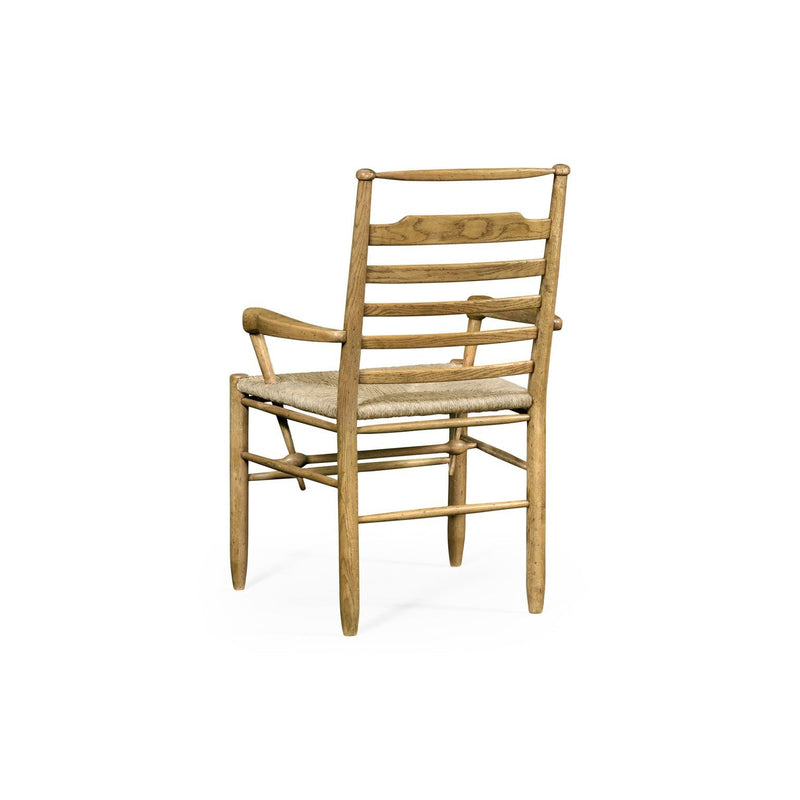 Ladder Back Country Arm Chair with a Rush Seat-Jonathan Charles-JCHARLES-494218-AC-TDO-Dining ChairsDark Oak-3-France and Son