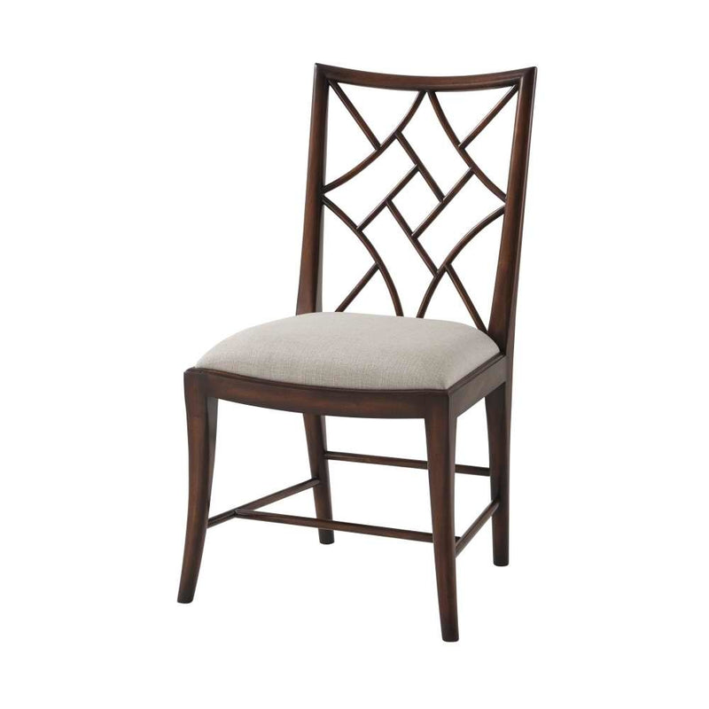 Delicate Trellis Side Chair - Dark Brown - Set of 2-Theodore Alexander-THEO-4000-613.1BFF-Dining Chairs-1-France and Son