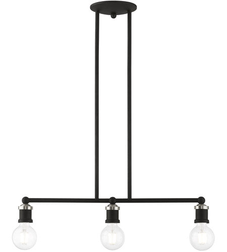 Lansdale 3 Light Linear Chandelier Ceiling Light-Livex Lighting-LIVEX-47163-04-ChandeliersBlack with Brushed Nickel Accents-5-France and Son