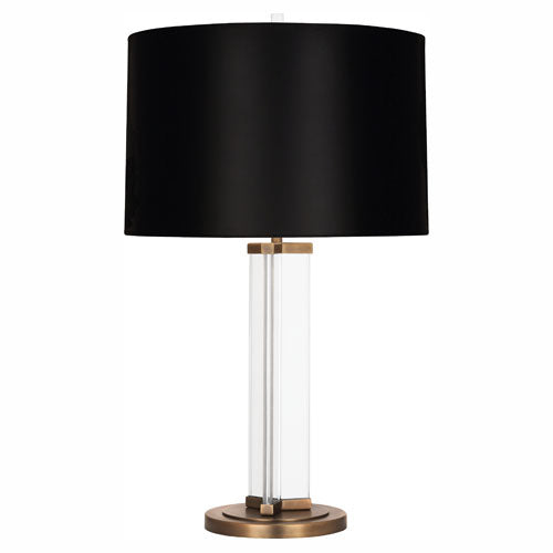Fineas Table Lamp-Robert Abbey Fine Lighting-ABBEY-472B-Table LampsClear Glass and Aged Brass Black Painted Opaque Parchment Shade-3-France and Son