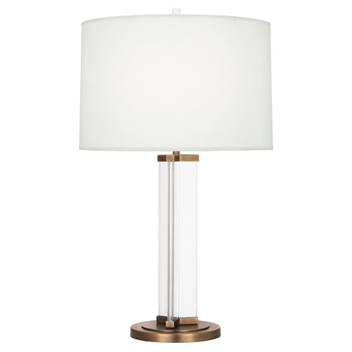 Fineas Table Lamp-Robert Abbey Fine Lighting-ABBEY-472-Table LampsClear Glass and Aged Brass Fondine Fabric Shade-5-France and Son