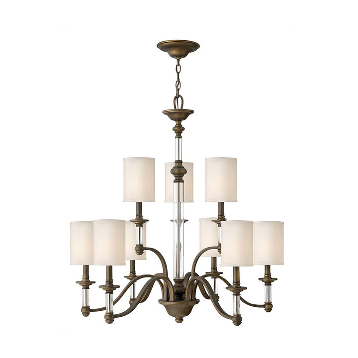 Sussex Chandelier Ceiling Light-Hinkley Lighting-HINKLEY-4798EZ-Chandeliers9 Tier-English Bronze / Ivory Fabric Hardback-8-France and Son