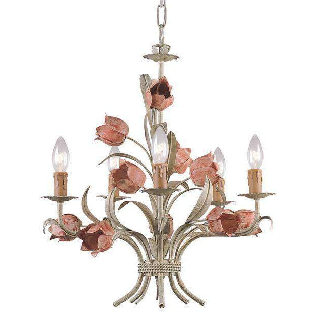 Southport 5 Light Sage Rose Chandelier-Crystorama Lighting Company-CRYSTO-4805-SR-Chandeliers-1-France and Son
