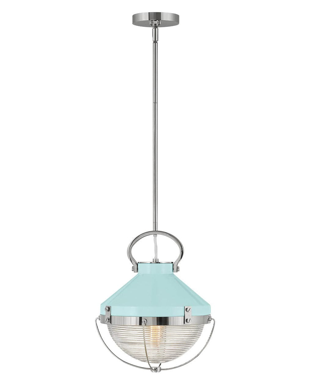 Crew Small Pendant-Hinkley Lighting-HINKLEY-4847PN-REB-PendantsPolished Nickel with Robin's-Egg Blue-2-France and Son