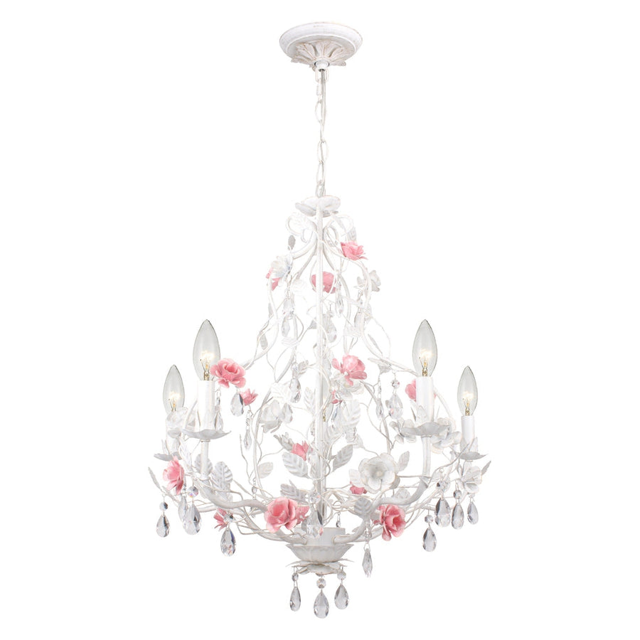 Lola 5 Light Wet White Chandelier-Crystorama Lighting Company-CRYSTO-4856-WW-Chandeliers-1-France and Son