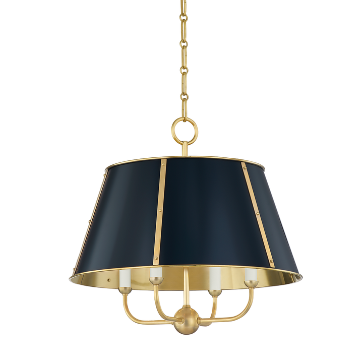 Cambridge 4 Light Chandelier-Hudson Valley-HVL-MDS120-AGB/DBL-ChandeliersAged Brass/Darkest Blue-1-France and Son