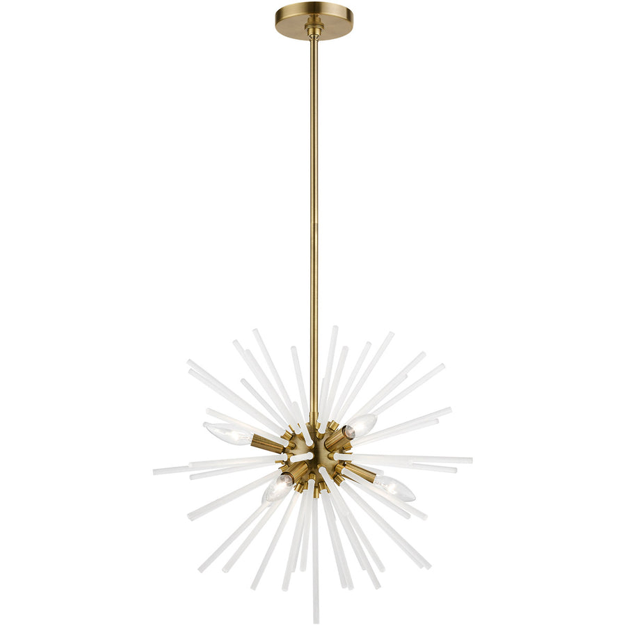 Uptown 6 Light 20 inch Antique Brass Pendant Chandelier Ceiling Light-Livex Lighting-LIVEX-48824-01-ChandeliersAntique Brass-1-France and Son