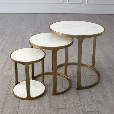 S/3 Marble Top Nesting Tables-Brass-Global Views-GVSA-9.93525-Side Tables-2-France and Son
