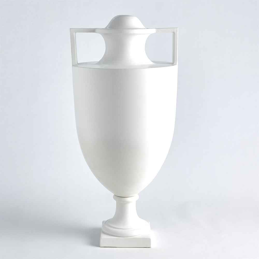 Square Handle Amphora Urn-Global Views-GVSA-3.31607-VasesMatte White-2-France and Son