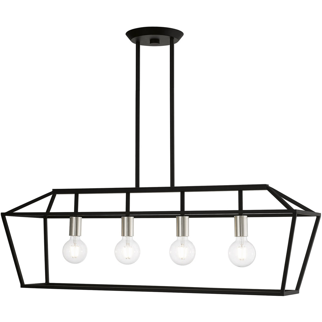 Devone 4 Light 38 inch Linear Chandelier-Livex Lighting-LIVEX-49437-04-ChandeliersBlack with Brushed Nickel Accents-4-France and Son