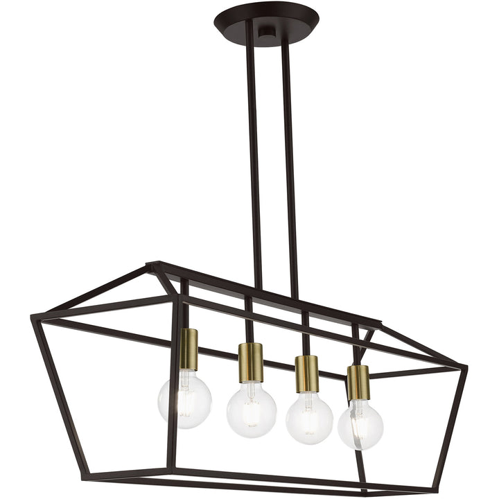Devone 4 Light 38 inch Linear Chandelier-Livex Lighting-LIVEX-48786-12-ChandeliersBronze with Antique Brass Accents-5-France and Son