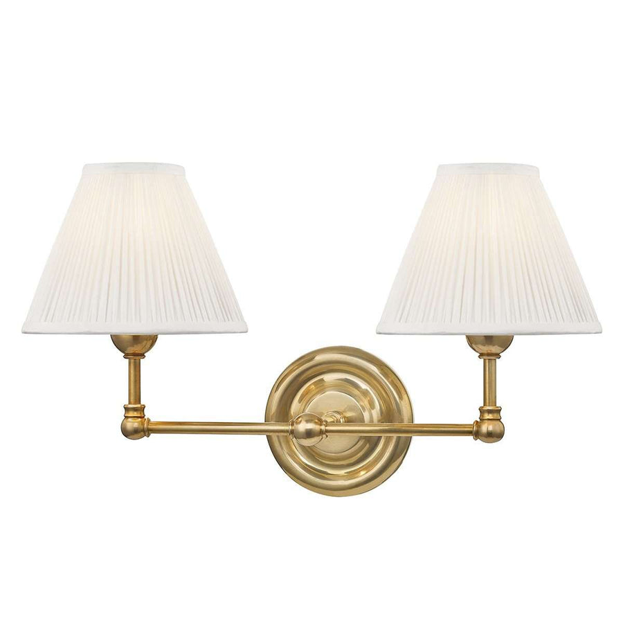 Classic No.1 2 Light Wall Sconce-Hudson Valley-HVL-MDS102-AGB-Wall LightingGold-1-France and Son