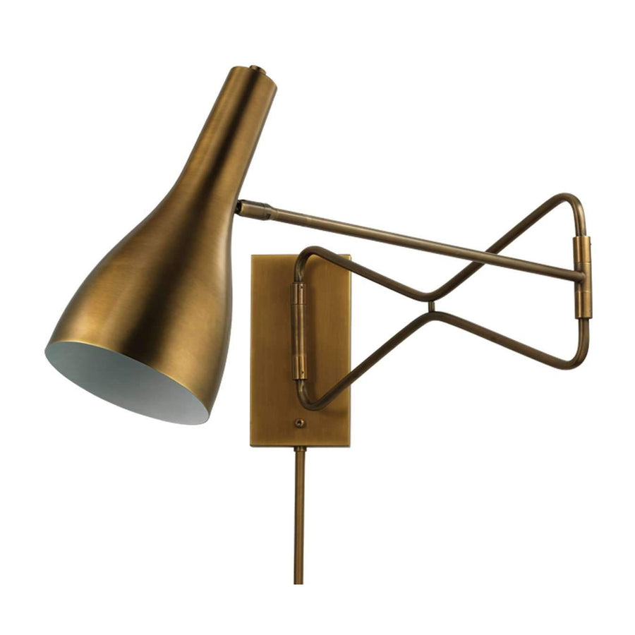 Lenz Swing Arm Wall Sconce in Antique Brass-Jamie Young-JAMIEYO-4LENZ-SCAB-Wall Lighting-1-France and Son