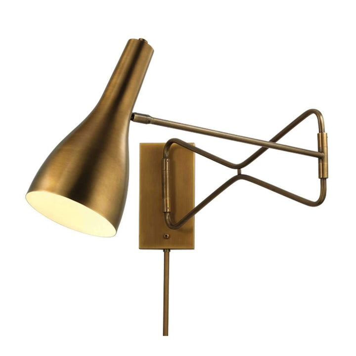 Lenz Swing Arm Wall Sconce in Antique Brass-Jamie Young-JAMIEYO-4LENZ-SCAB-Wall Lighting-2-France and Son