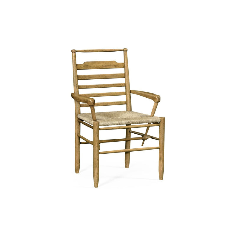 Ladder Back Country Arm Chair with a Rush Seat-Jonathan Charles-JCHARLES-494218-AC-TDO-Dining ChairsDark Oak-1-France and Son