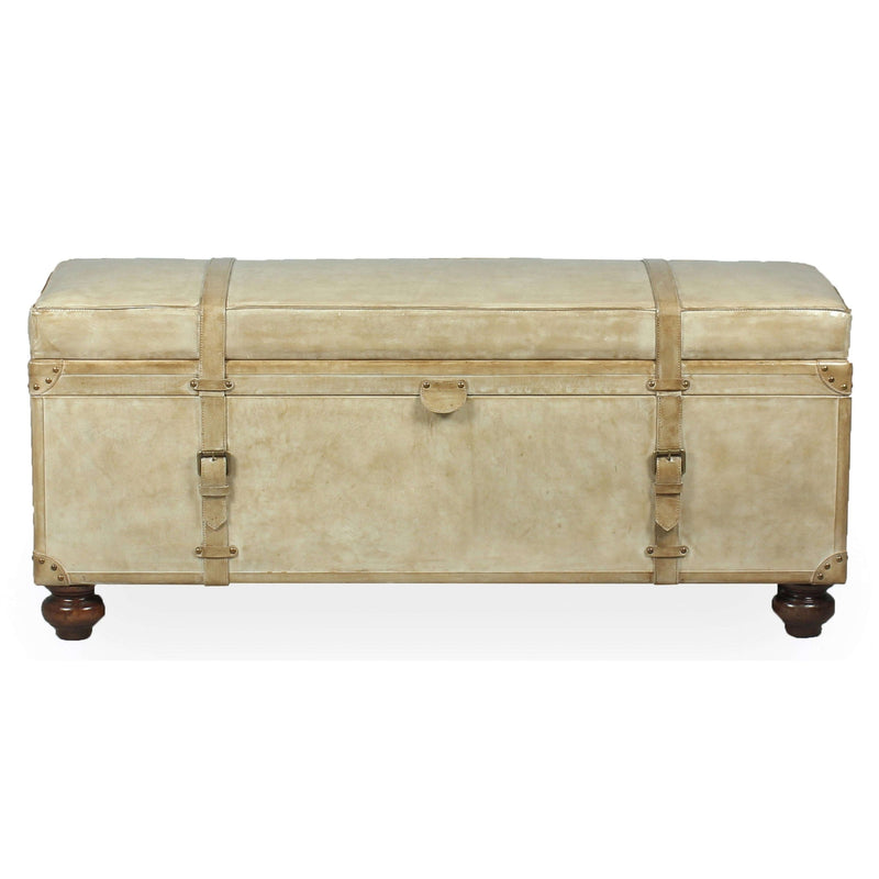 Leather Trunk/Bench, Pearl Leather-SARREID-SARREID-40512-Benches-4-France and Son