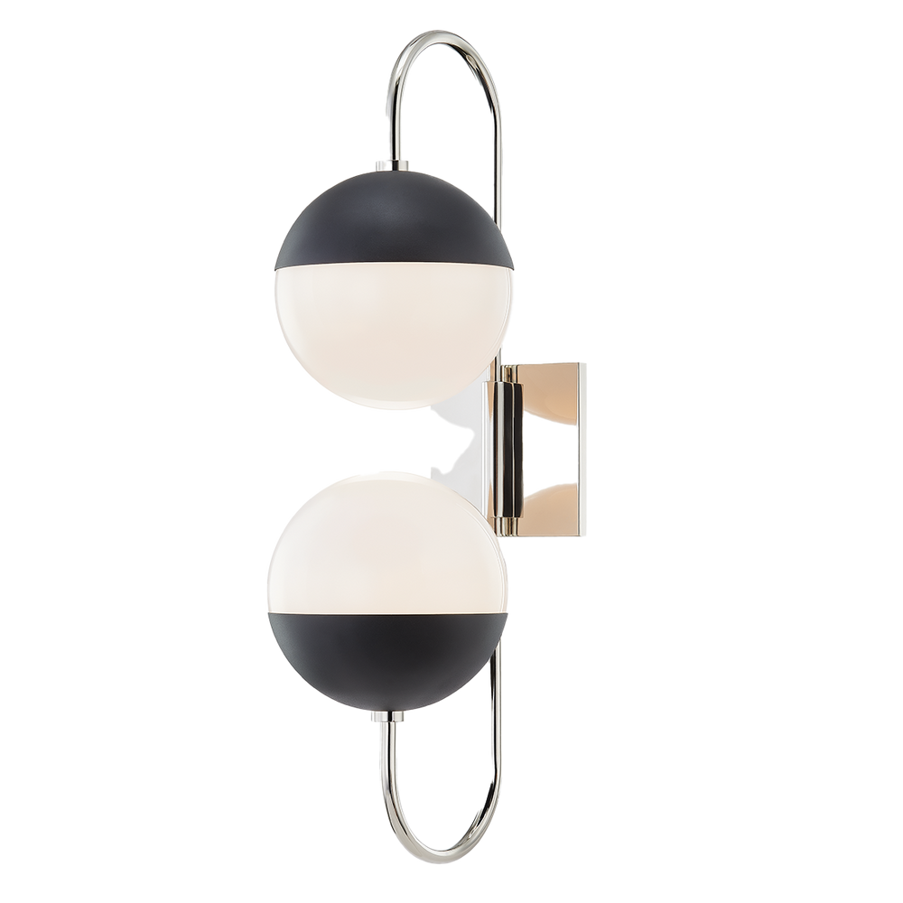 Renee 2 Light Wall Sconce-Mitzi-HVL-H344102B-PN/BK-Outdoor Wall SconcesPolished Nickel/Black-2-France and Son