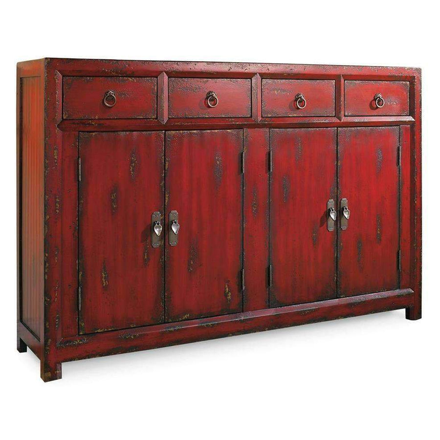 58'' Red Asian Cabinet-Hooker-HOOKER-500-50-711-Sideboards & Credenzas-1-France and Son