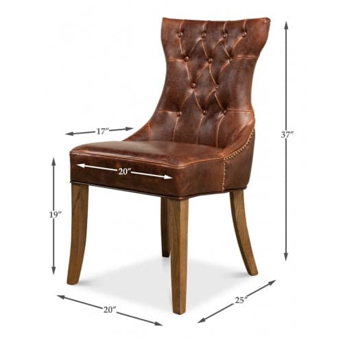 Sophie Side Chair Dark Brown Leather-SARREID-SARREID-52774-Dining ChairsBrown Eclectic-1-France and Son