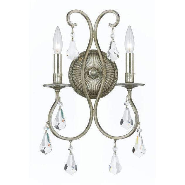 Ashton 2 Light Clear Crystal Sconce-Crystorama Lighting Company-CRYSTO-5012-OS-CL-MWP-Wall LightingOlde Silver-2-France and Son