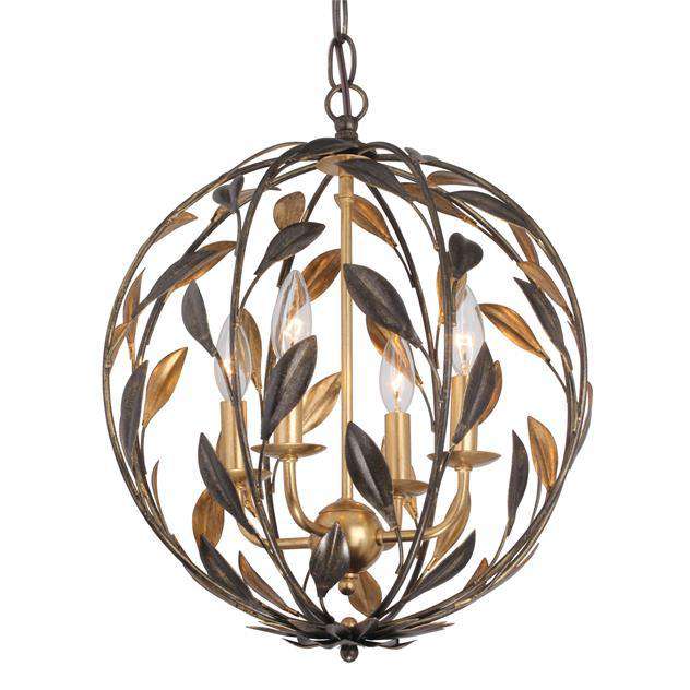 Broche 4 Light English Bronze + Antique Gold Sphere Mini Chan-Crystorama Lighting Company-CRYSTO-504-EB-GA-Chandeliers-1-France and Son