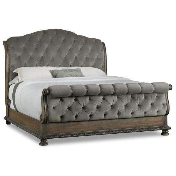 Rhapsody Tufted Bed-Hooker-HOOKER-5070-90566A-GRY-BedsKing-Deep Fog-3-France and Son
